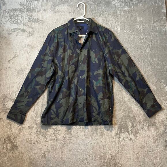 Ted Baker London Men Fielder Camo Print Cotton Button-Up Shirt TB 4 US Large New - Picture 1 of 8